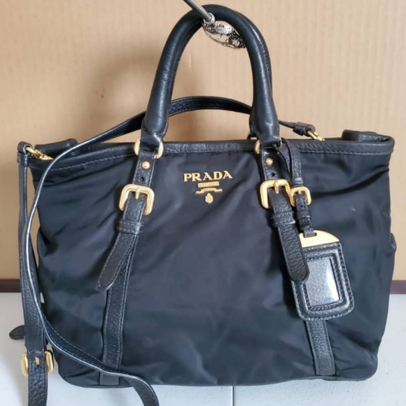 Prada Handbags - PRADA Tessuto Nylon Leather Satchel Bag